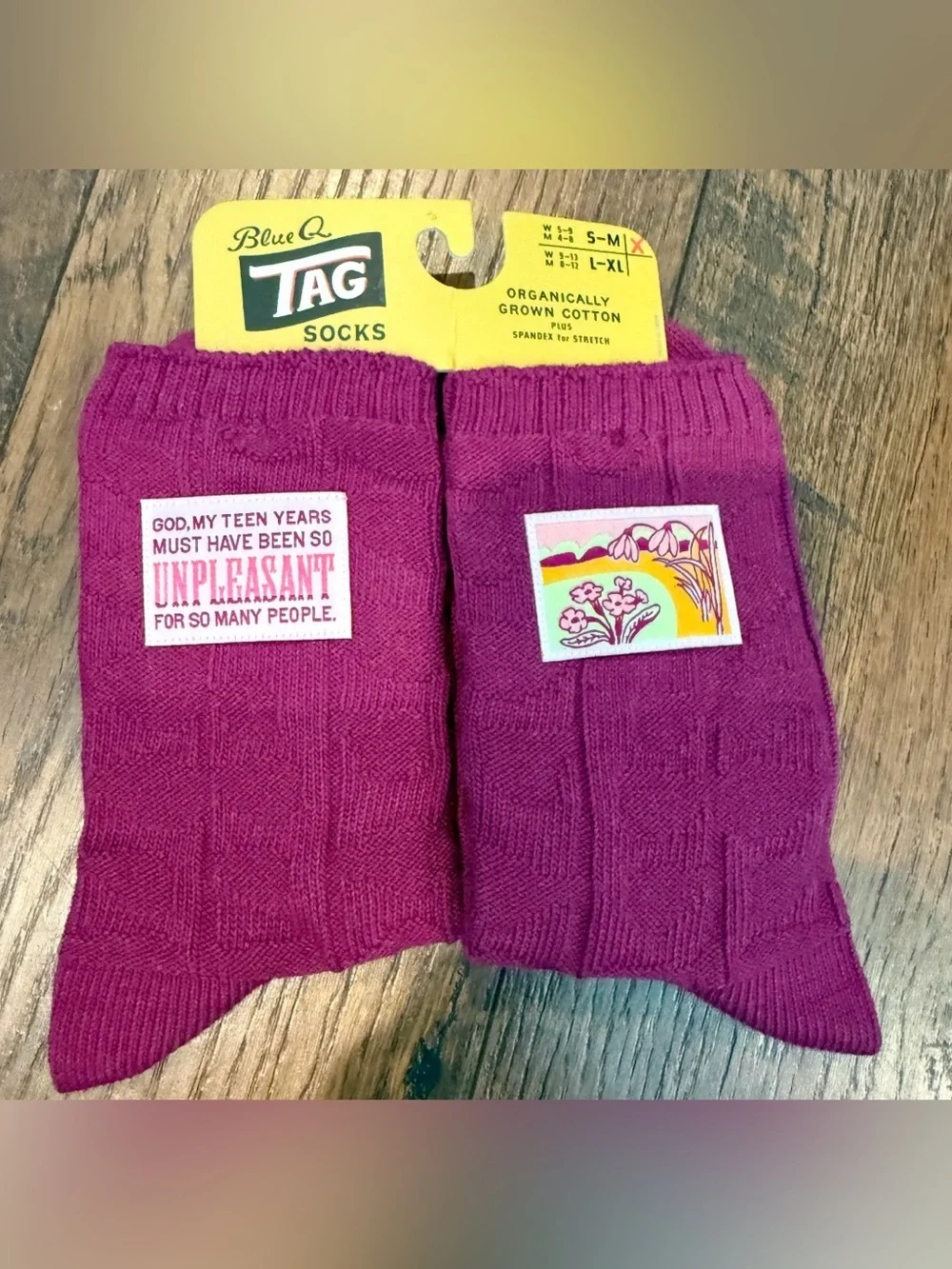 NWT Blue Q Tag Socks “God My Teen Years Must Have Been So Unpleasant…”, Size S/M